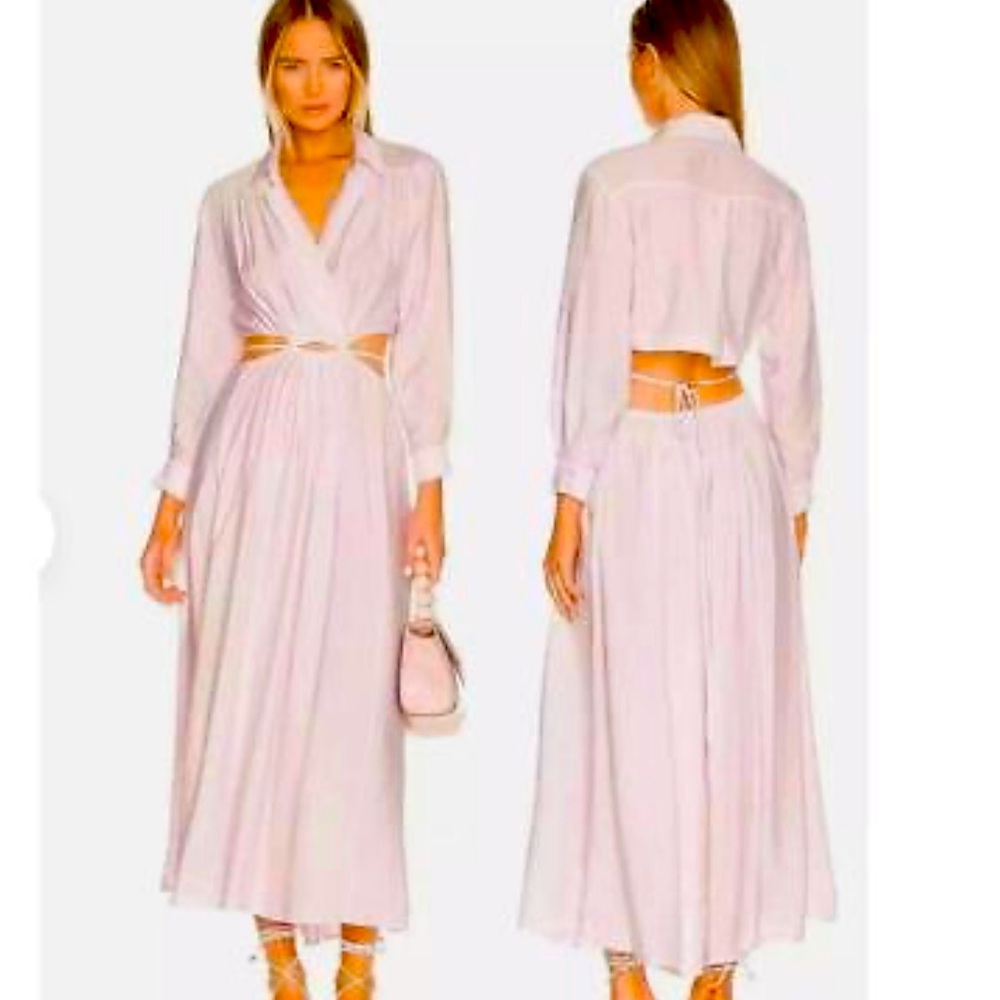 YFB Young Fabulous and Broke Derby cut out Poplin Shirt maxi dress Pink Large